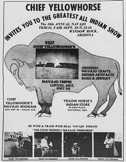 thumbnail Lupton Yellowhorse tepees black and white 1964 magazine advert full page outline of buffalo, picture of four men and a gas station with two tepees