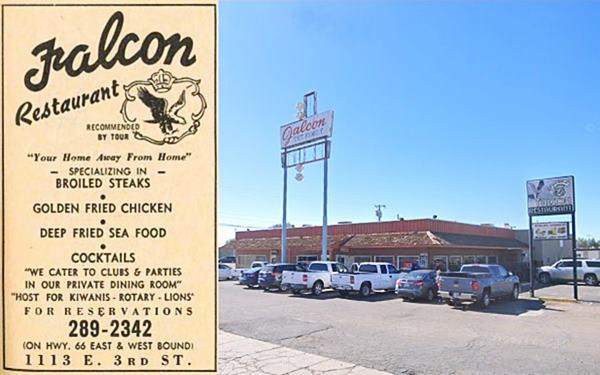 image combining 1962 yellow pages advertisement and picture of a restaurant with cars and its two signs