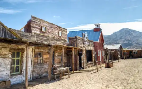 Chloride AZ ghost town Ghost Town street, timber buildings