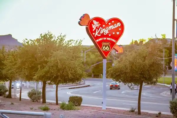 Heart of 66, Kingman AZ neon sign heart shaped red retro neon sign