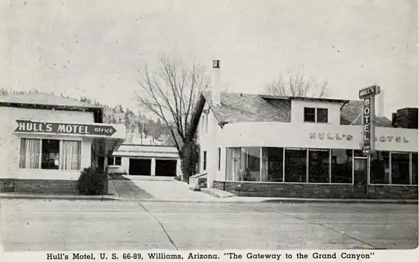 black and white motel postcard
