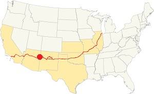 Route 66: Sanders, Arizona location map