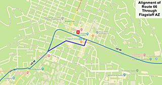 Map of US66 in Flagstaff