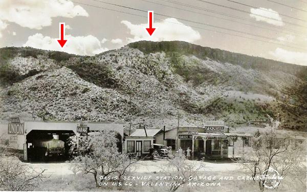 vintage 1920s picture of the Oasis store, gas station and garage in Valentine AZ