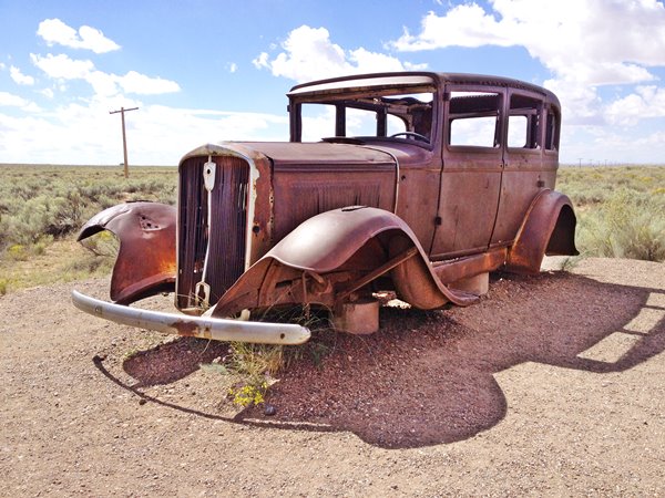 Rusting 1931 Studebaker on Route 66, Holbrook AZ
