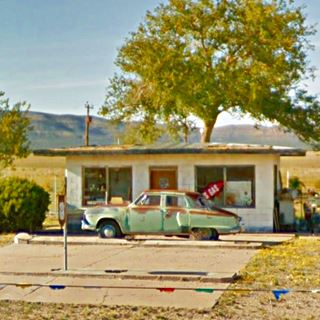 Shamrock gas station Truxton AZ Office and pump islands former Shamrock gas station