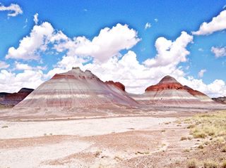 Cone shaped colored hills on Route66