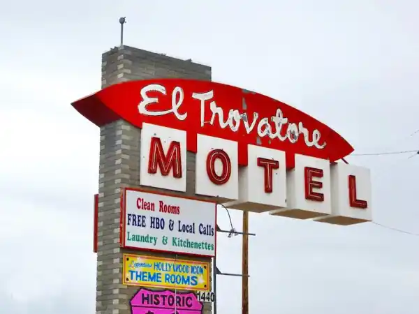 1950s Trovatore motel neon sign Trovatore motel neon sign, red and white