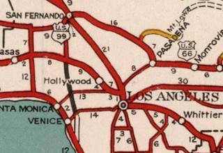 1934 CHC map in LA 1934 MAP of California, detail of Los Angeles area, color