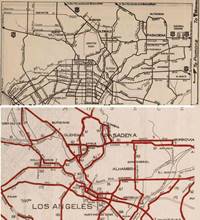 1933 CHC maps of LA - Click to Enlarge 1934, two MAPS of Los Angeles area, color bottom, black and white, top with route nbrs. and street names