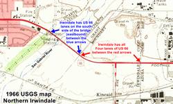 thumbnail of 1966 USGS Route 66 map in Irwindale. Click to Enlarge 1966 USGS map of Irwindale