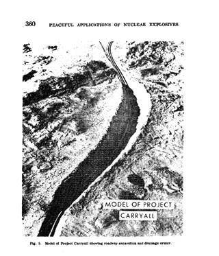 model of the Carryall project scale model of the proposed mega-ditch in black and white printed in a paper