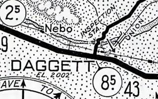 Roadmap Daggett CA 1934 black and white 1934 ACSC map Daggett-Barstow