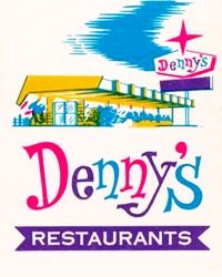 Denny’s matchbook c.1960s 1960s multicolored matchbook Denny’s and typical boomerang roof building