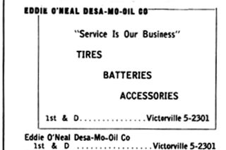 Desa-Mo-Oil ad in 1959 phone book Telephone book advert 1959 Victorville
