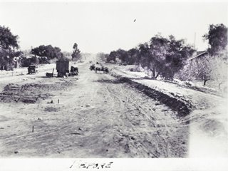Huntington Dr under construction 1933 Monrovia black and white roadwork digging, levelling machines and men