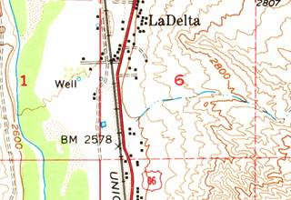 LaDelta area map 1956 USGS Map Victorville Quadrant showing LaDelta and US66