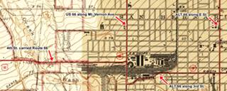 Route 66 map San Bernardino 1943 USGS Map 1943 San Bernrdino and US66