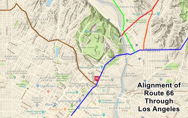 Map of US66 in Los Angeles