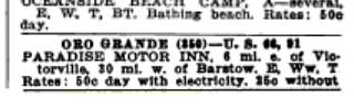Paradise Motor Inn ad black and white text advertisement
