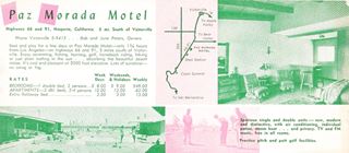 postcard c.1960 with images of a motel, map and text