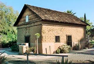 adobe building, gable roofed