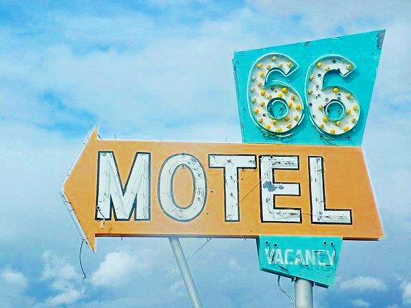 Classic Route 66 Motel sign in Needles, Route 66, California