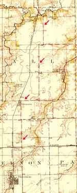 A map showing the original 1930 US66 alignment into Glenarm and Divernon