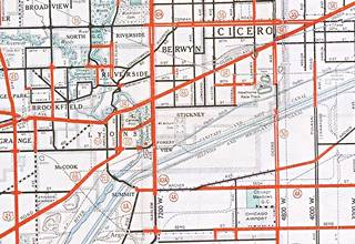 1934 Chicagoland roadmap 1934 map of Route 66 in Chicagoland