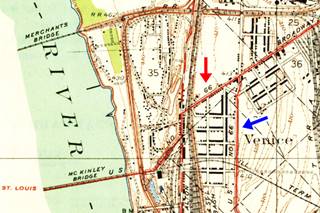 1935 USGS Map of US66 alignments in Venice IL