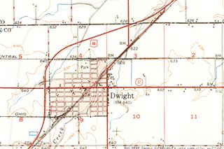USGS map of Dwight from 1950