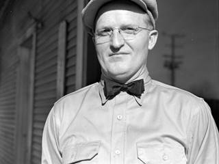 Burt Arnold 1942, US66 Black and white, 1942, Burt Arnold, owner of a gas station in Chenoa Illinois