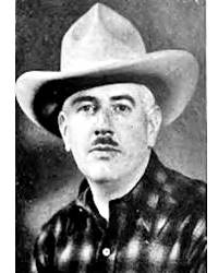 1939 portrait of Charles Reid black and white, 1939, man with white cowboy hat and checkered shirt, middle aged, Charles Reid