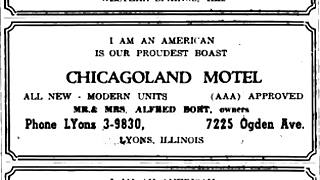 Chicagoland motel 1956 advert, Route 66 Lyons 1956 advert text of the Chicagoland motel