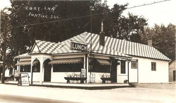 Vintage view of Cozy Inn in Pontiac Route 66
