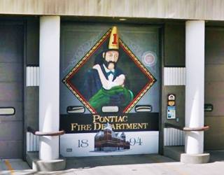 Pontiac Fire Department mural in Pontiac US66