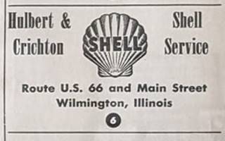 Hulbert Crichton Shell advert black and white 1950s ad with text and Shell logo