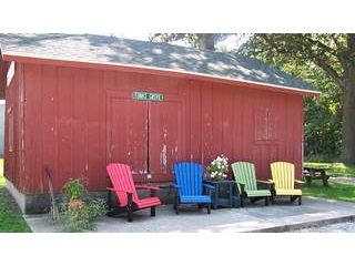Old Funks Grove IL depot reddish woodframe railway depot