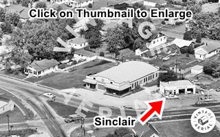 1967 aerial photo Gillespie IL black and white aerial photo of streets, houses and a gas station