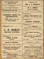 1941 advertisements Towanda businesses Black and white 1941, adverts in local media of Towanda businesses