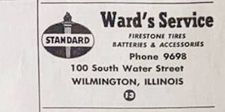 Ward’s Standard Station advertisement US66 Wilmington text advert c.1950 Standard Gas station