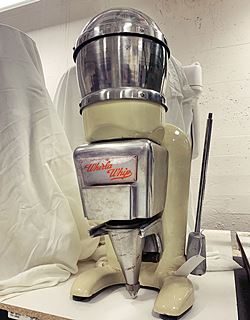 1950s ice cream machine with its name Whirla Whip printed with red on chromed backing