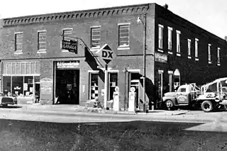 red brick gas station 1950s