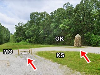 Tri state markers OK, KS, MO trees and the tri-state markers