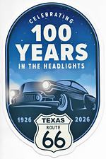 US66 centennial sticker of the Rte 66 Assn of Texas
