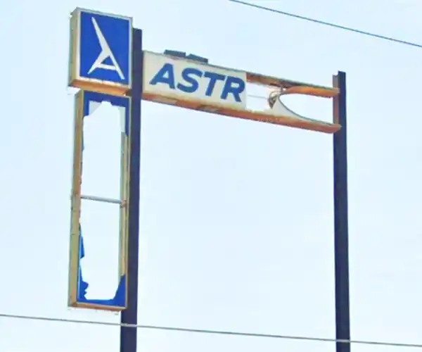 Astro Motel sign decaying broken sign reads Astro Motel