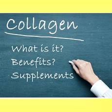 womans hand wrote COLLAGEN HEALTH BENEFITS, WHAT IS IT and SUPPLEMENTS on a blackboard