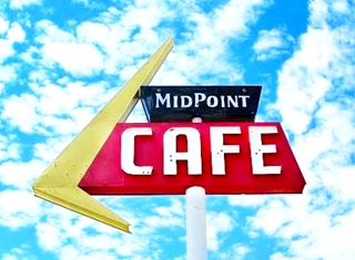 Neon sign of Midpoint Cafe