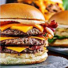 oily fattening burger with cheddar