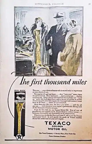 1930s advert of Texaco lube oil